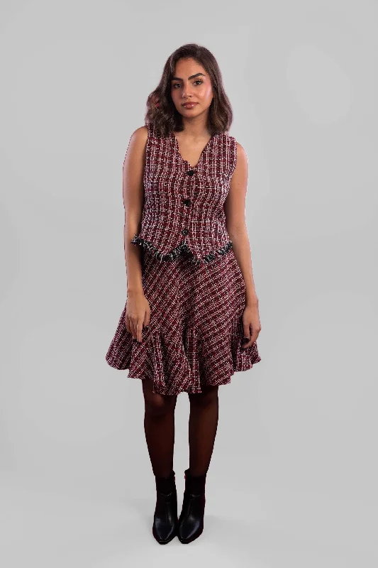 Tweed Suit Vest and Short Skirt - Mitcha Label silk skirt lustrous