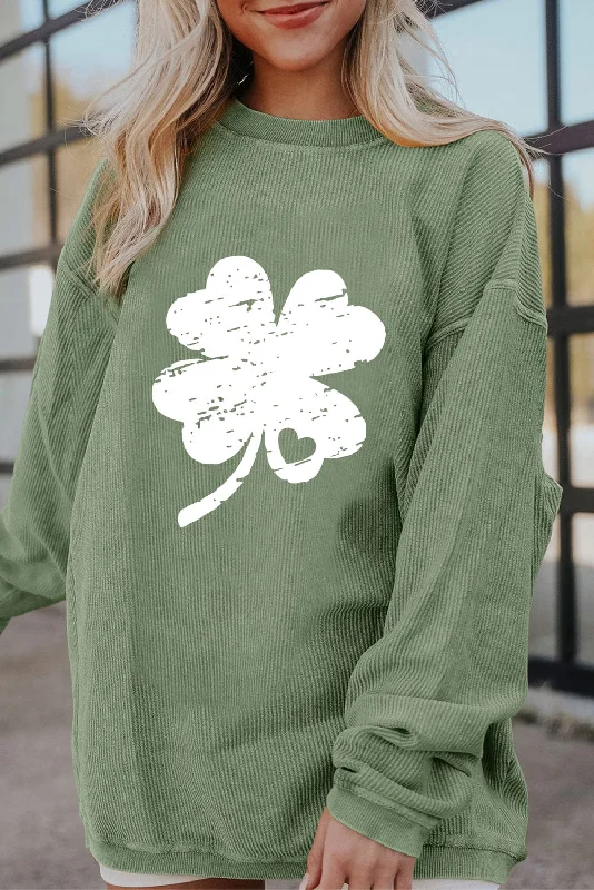 Relaxed Fit Clover Print Sweater Terry Terry Cloth Terry Knit