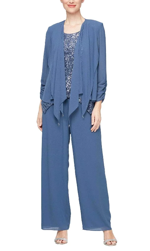 Alex Evenings 8192011 - Scoop Pointed Jacket Pantsuit Formal Wide-Leg Pants