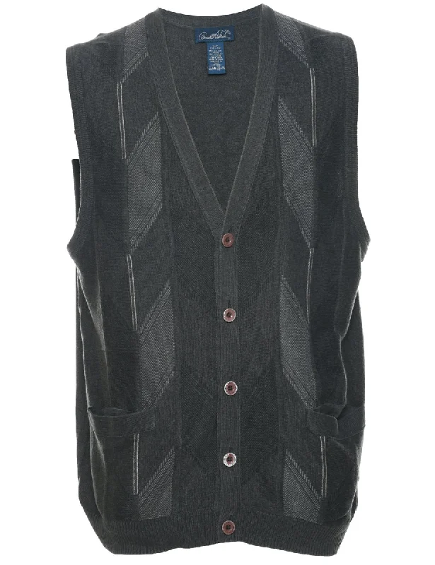 Geometric Pattern Sweater Vest - M Elasticated Padded Insulated