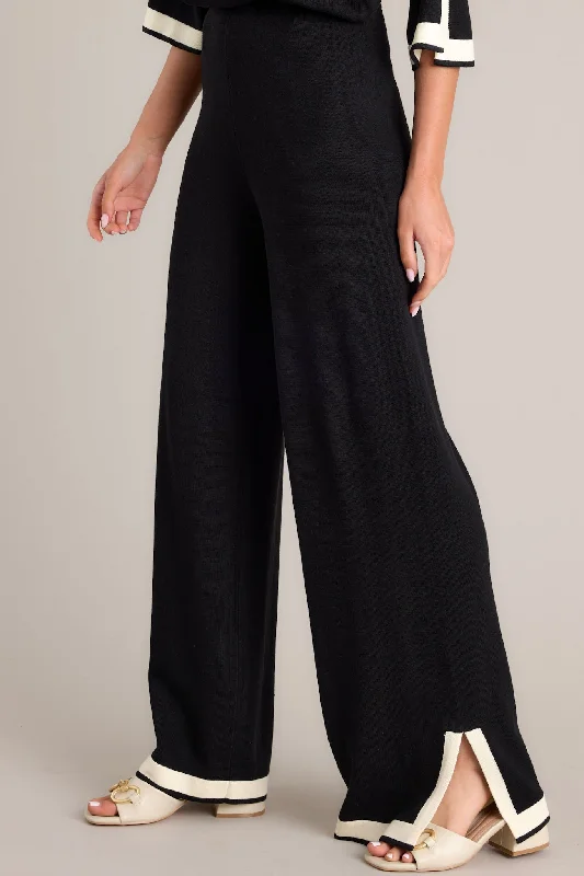 Bold Symphony Split Hem Black Sweater Pants Denim Fabric Leather Fabric Suede Fabric Bold Symphony Split Hem Black Sweater Pants Denim Fabric Leather Fabric Suede Fabric