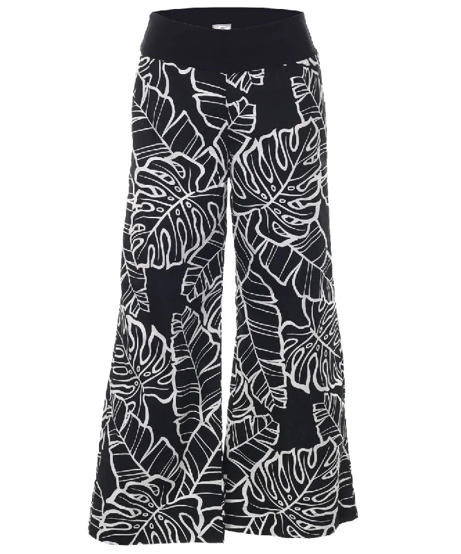 Monstera Palazzo Wide-Leg Pants Casual Plaid Pants