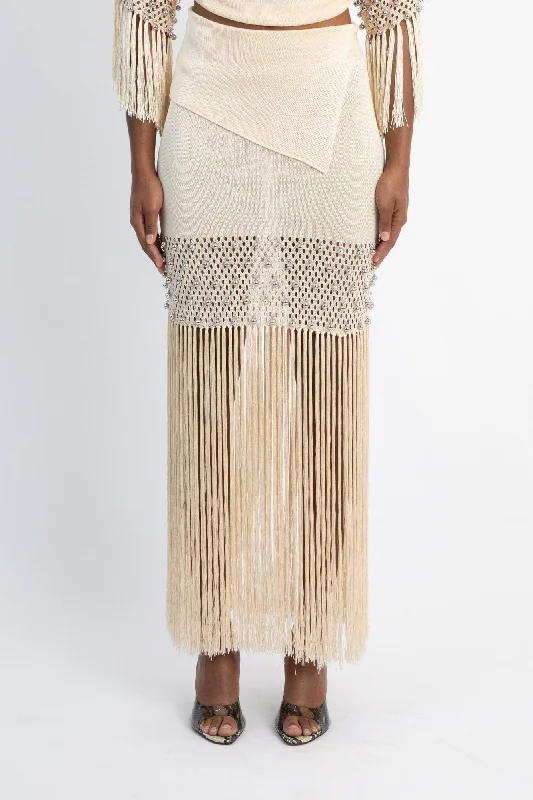 Rabanne Knit Skirt in Nude corduroy skirt durable