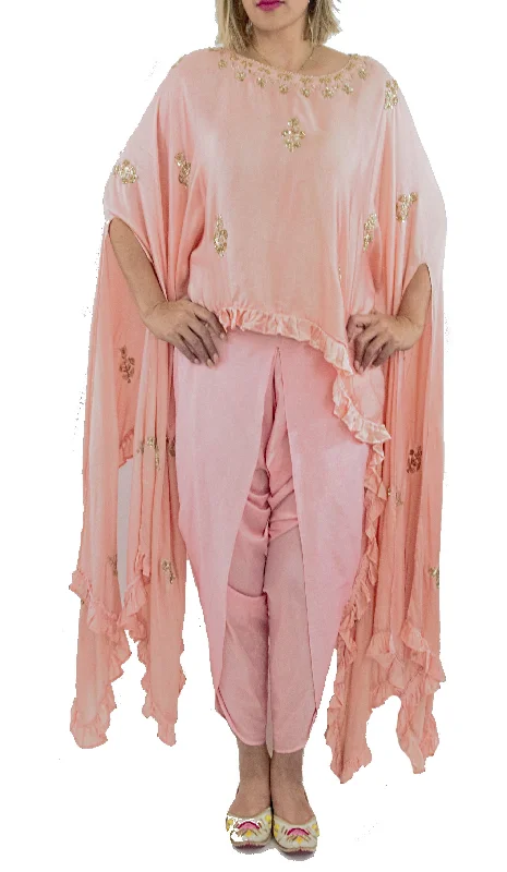 Rose Pink Color Cape Suit With Dhoti Pants Comfy Athletic Pants
