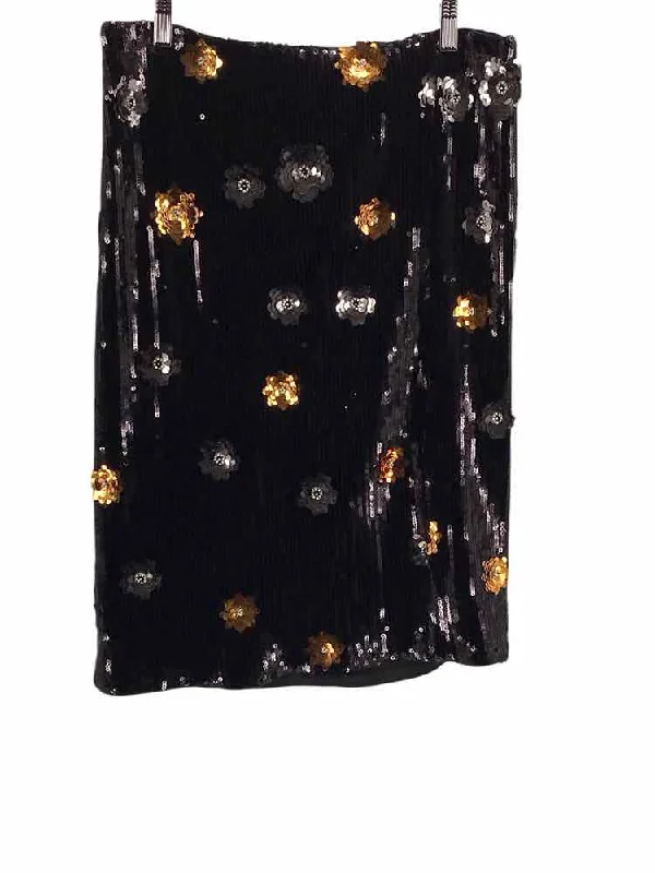 MILLY Size 10 Black multi Skirt chiffon skirt delicate