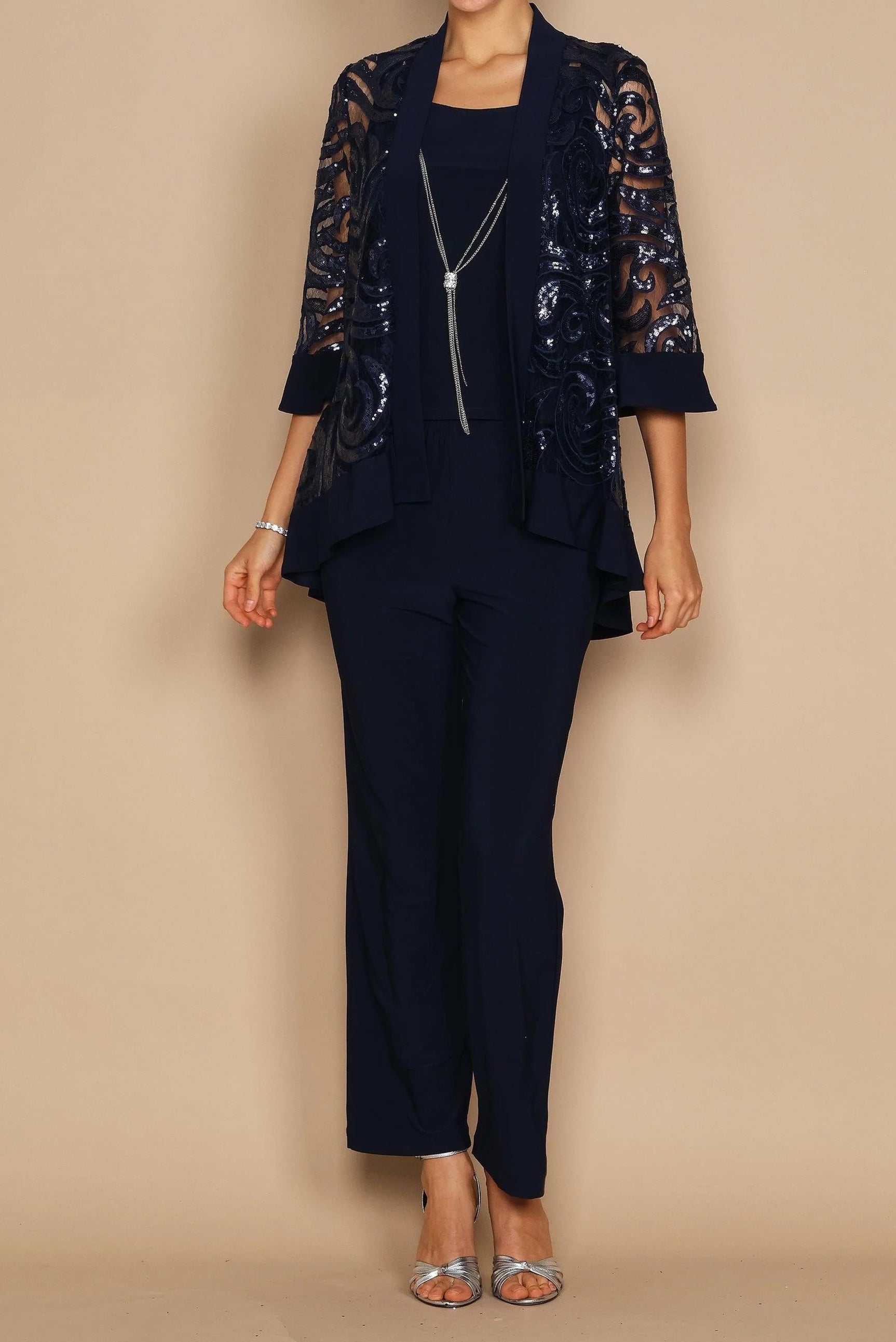 VICTORIA SEQUIN 2 PIECE PANT SET - NAVY Cozy Maternity Pants