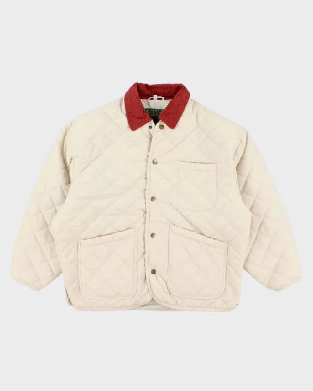 Vintage Women's Cream Quilted Jacket - M Toggled Jacket Drawstring Jacket Belted Jacket Vintage Women's Cream Quilted Jacket - M Toggled Jacket Drawstring Jacket Belted Jacket