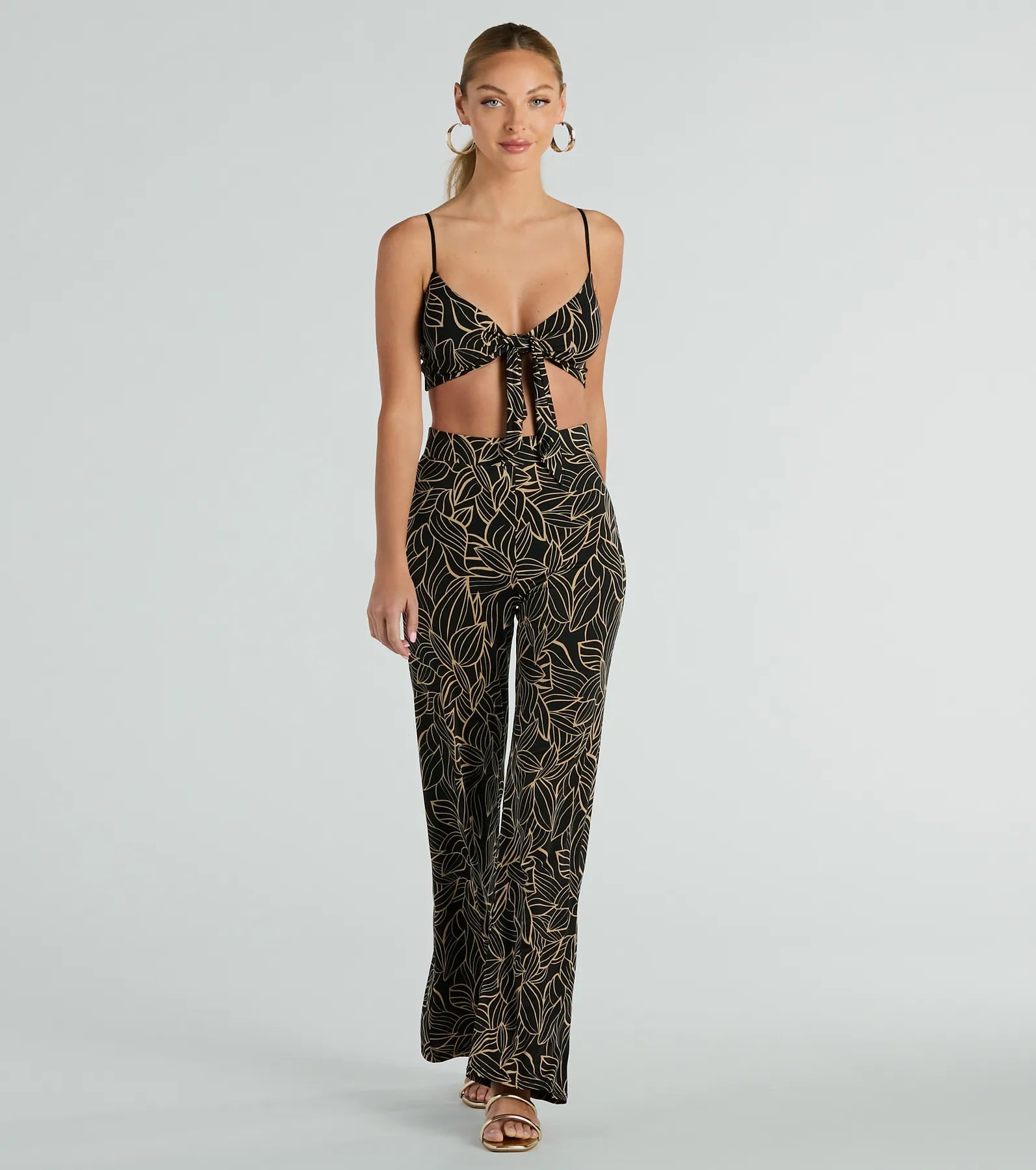 Island Sun Tropical High Rise Palazzo Pants Slim-Fit Leggings