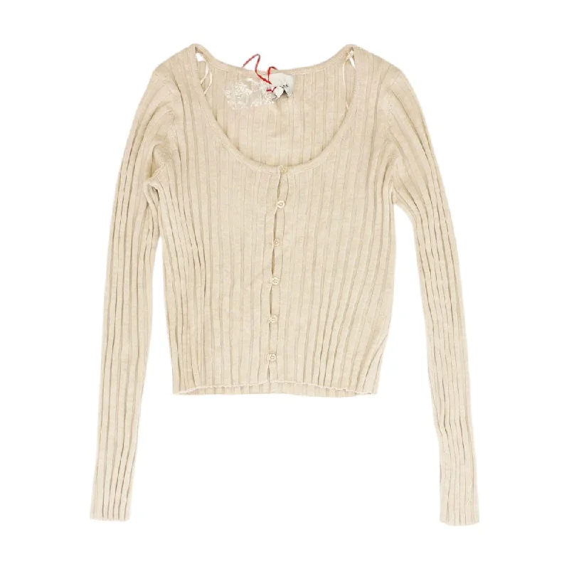 Tan Solid Cropped Sweater Soft Cozy Warm
