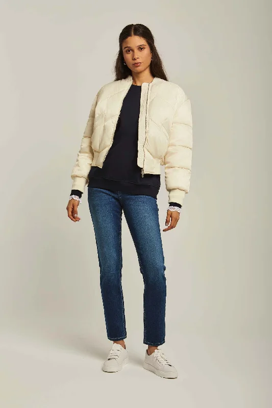 Women Jacket Long Loose Bomber Off White Belted Jacket Elasticated Jacket Padded Jacket Women Jacket Long Loose Bomber Off White Belted Jacket Elasticated Jacket Padded Jacket