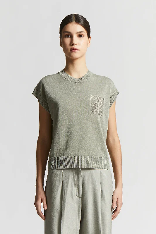 Linen and cotton sweater Zippered Buttoned Snapped