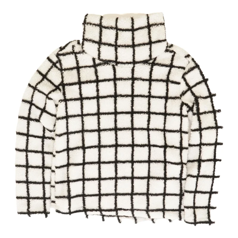 White Check Mockneck Sweater Cable Knit Ribbed Knit Lace Knit