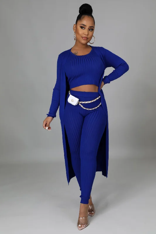 K5000T+K5000CSETP-Rib Top & Pants w/Cardigan Set (4PCS) (Copy) Classic Bootcut Trousers