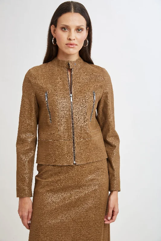 Croco Embossed Vegan Leather Motto Jacket Insulated Jacket Fitted Jacket Loose Jacket Croco Embossed Vegan Leather Motto Jacket Insulated Jacket Fitted Jacket Loose Jacket