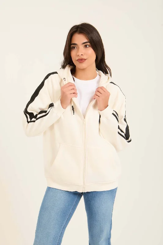 Women Sweat Jacket  Loose Off White Print Jacket Jacquard Jacket Patchwork Jacket