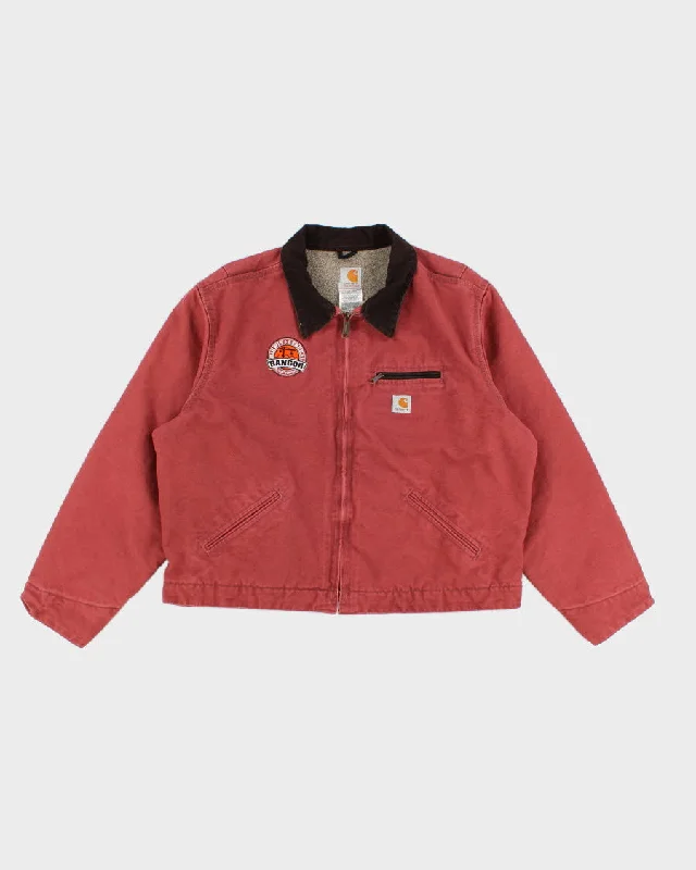Vintage Carhartt Fleece Lined Rust Work Wear Jacket - XXL Denim Fabric Leather Fabric Suede Fabric