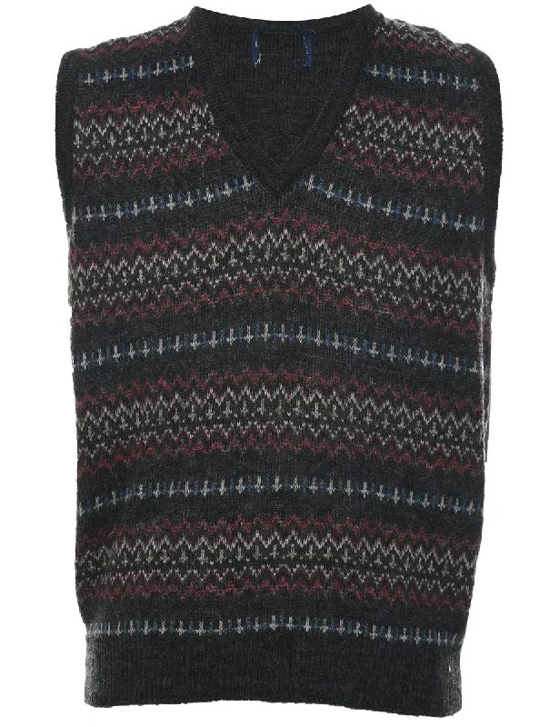 Dark Grey Sweater Vest - M Cashmere Blend Cotton Blend Poly Blend