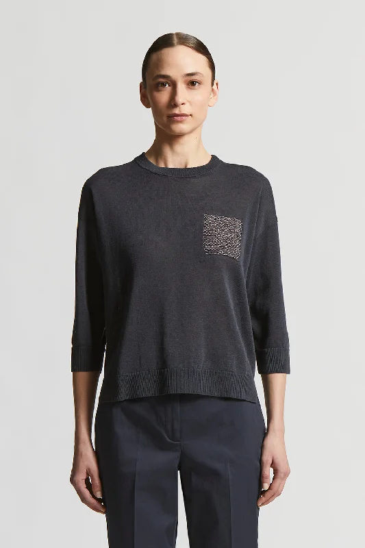 Linen and cotton crepe sweater Tailored Straight A-Line