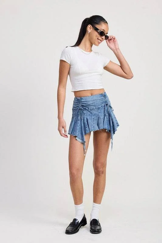 Ruffle Mini Skirt velvet skirt plush