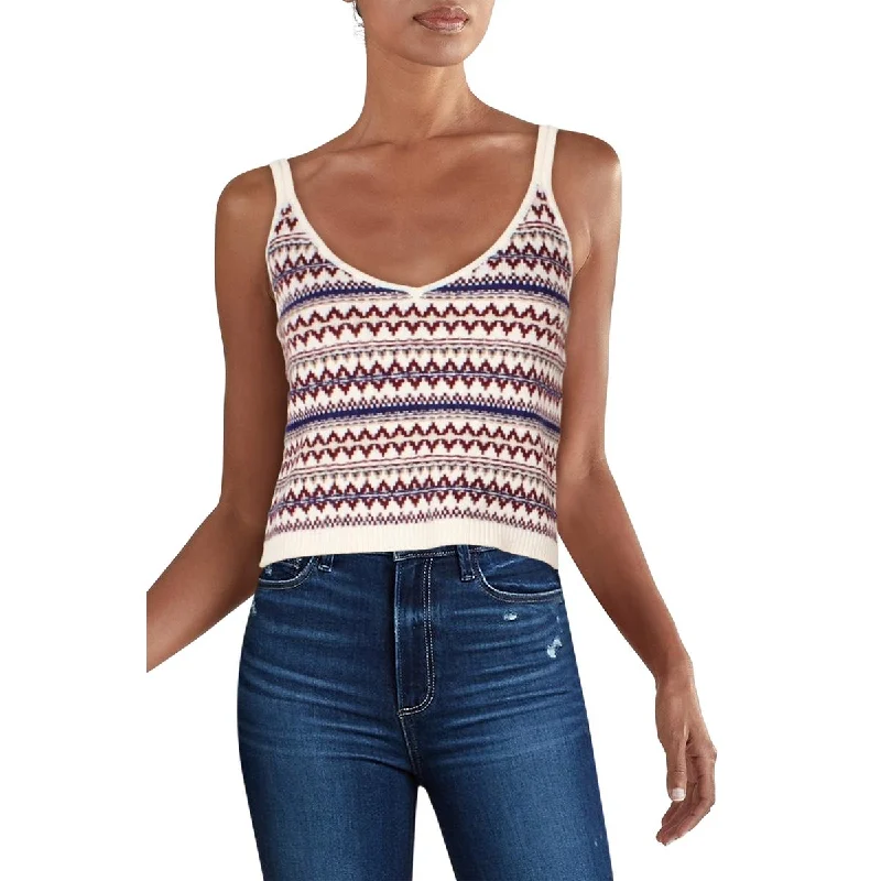 Rag & Bone Womens Willow Fairsle Wool Cropped Tank Top Sweater Sequined Glittery Shiny