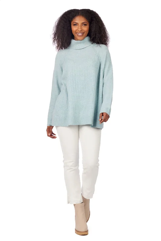 Freddie Ribbed Sweater in Blue by Mudpie Boat Neck Shawl Collar Notched Collar