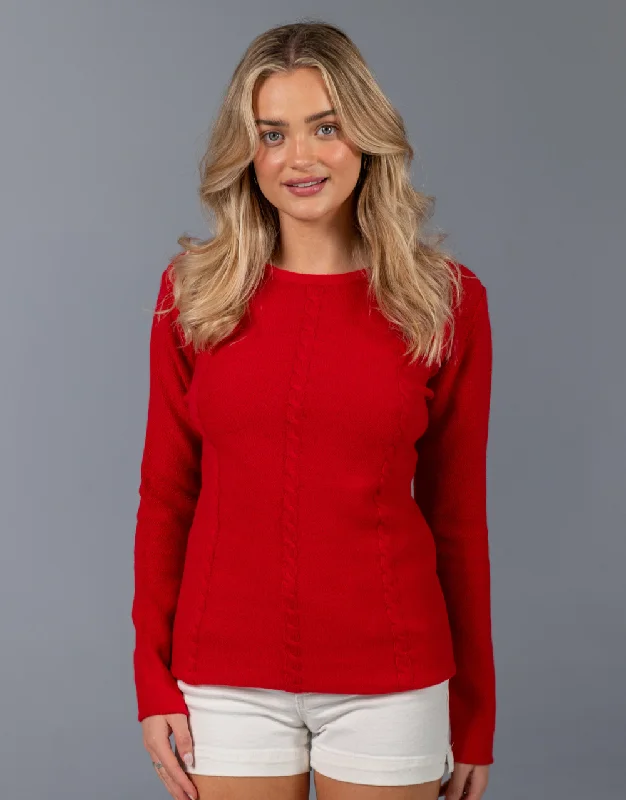 Everyday Cable Sweater in Chili Terry Blend Velvet Blend Canvas Blend