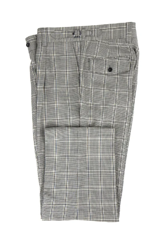 Tiglio Luxe Black and White Houndstooth with Windowpane Semi-Wide Leg Wool Marbella Dress Pants TL4225 High-Waist Trousers Tiglio Luxe Black and White Houndstooth with Windowpane Semi-Wide Leg Wool Marbella Dress Pants TL4225 High-Waist Trousers