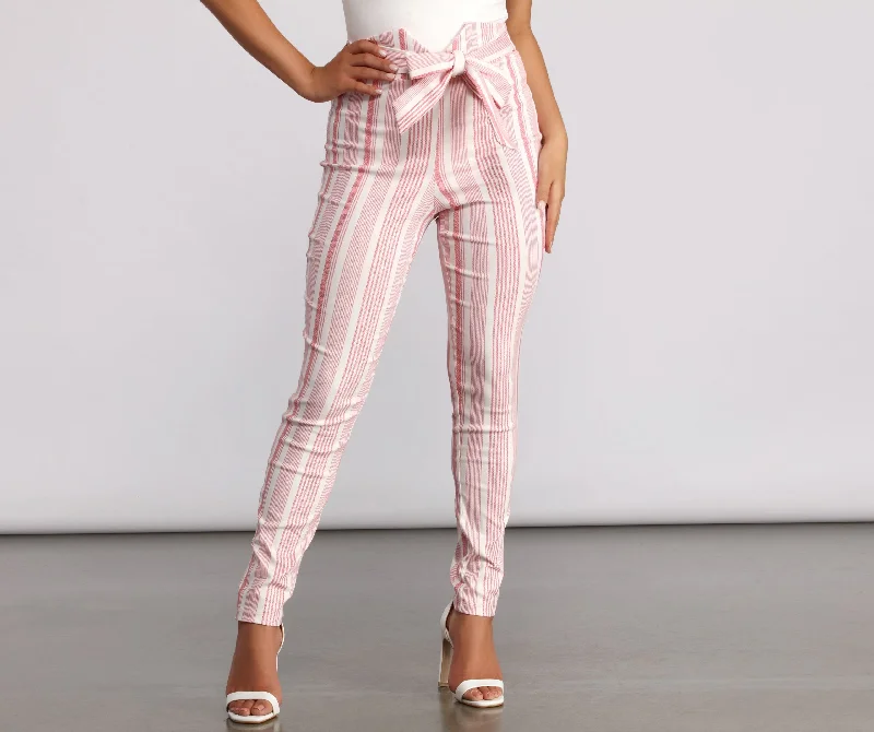 High Waist Double Striped Skinny Dress Pants Elegant Dress Pants