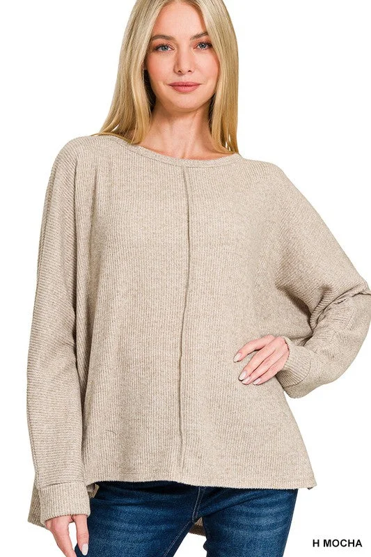 Center Of Attention Heather Mocha Ribbed Dolman Sleeve Sweater Stylish Fashionable Trendy Center Of Attention Heather Mocha Ribbed Dolman Sleeve Sweater Stylish Fashionable Trendy