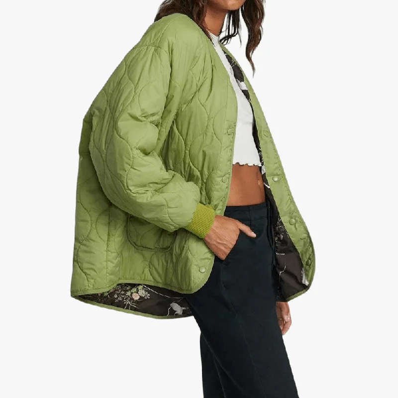 Rvca Womens Dire Reversible Jacket Fern Wool Jacket Cashmere Jacket Tweed Jacket