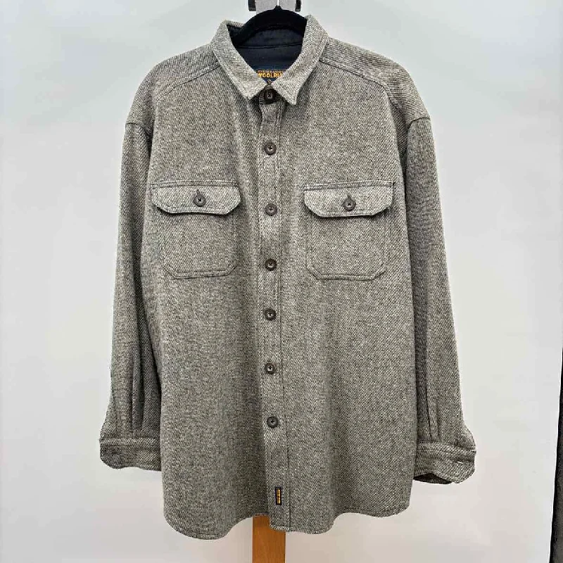 Woolrich Men's Size L Brown Heathered Jacket Shacket Wool Fabric Cashmere Fabric Tweed Fabric Woolrich Men's Size L Brown Heathered Jacket Shacket Wool Fabric Cashmere Fabric Tweed Fabric
