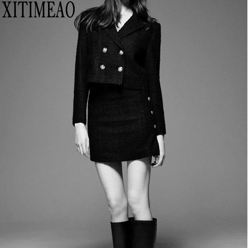 ZA Long Sleeve Leisure Styles Women Casual High Waist Short Suit With Skirt And Jackets Coat Ladies Blazers Set Fitted Jacket Loose Jacket Oversized Jacket ZA Long Sleeve Leisure Styles Women Casual High Waist Short Suit With Skirt And Jackets Coat Ladies Blazers Set Fitted Jacket Loose Jacket Oversized Jacket