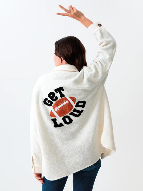 'Get Loud' Sherpa Jacket in Ivory Anorak Shell Jacket Lightweight Jacket