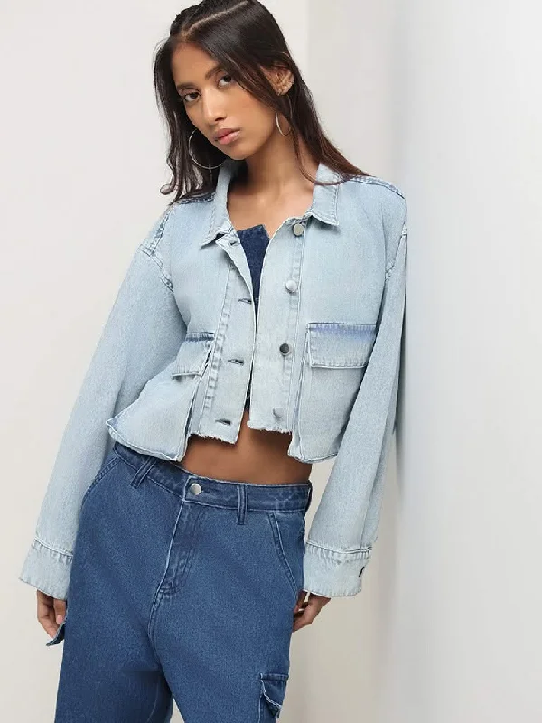 Nuon Blue Short Denim Jacket Rayon Jacket Velvet Jacket Corduroy Jacket