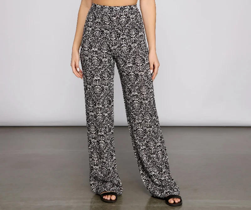 High Waist Bohemian Flared Wide Leg Pants Cozy Maternity Pants