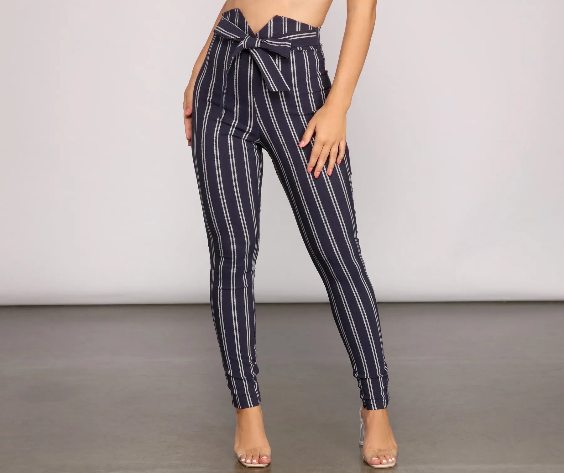 Nautical Vibes Tie-Waist Pants High-Waist Yoga Pants