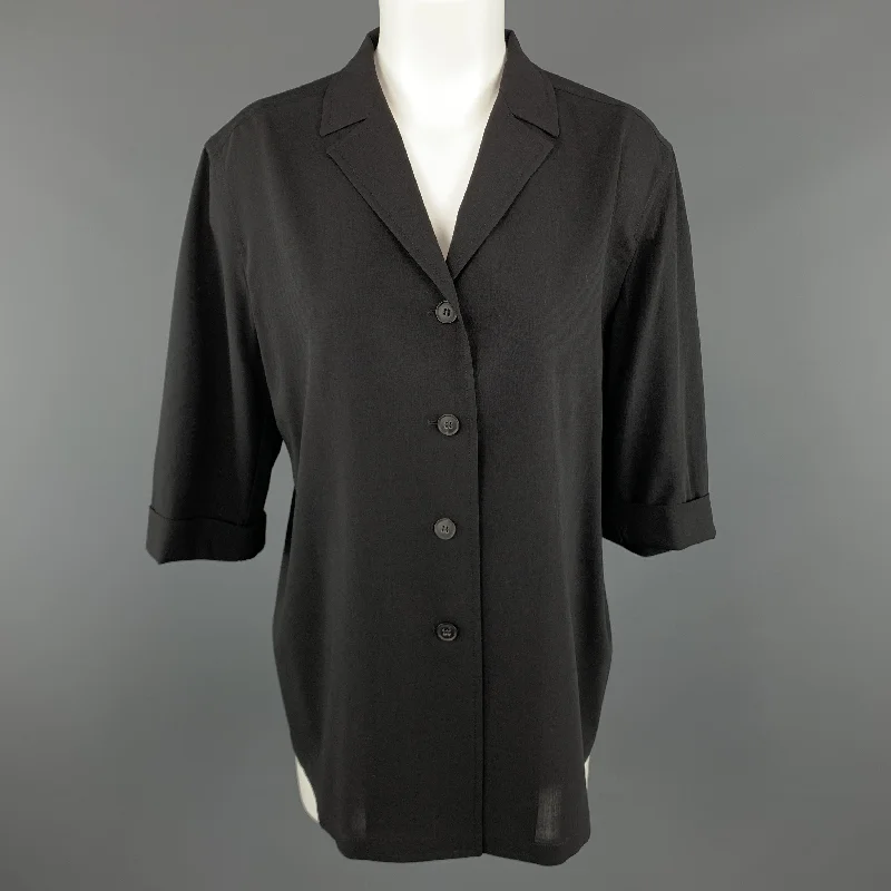 JIL SANDER Size 8 Black Wool Jacket / Blazer Plaid Jacket Tartan Jacket Houndstooth Jacket JIL SANDER Size 8 Black Wool Jacket / Blazer Plaid Jacket Tartan Jacket Houndstooth Jacket