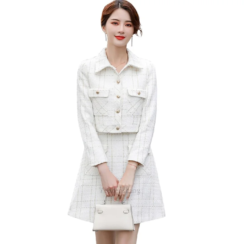 Women Girl Skirt Suit Blue White Casual Short Single Breasted Plaid Blazer Jacket Two Piece Set skirt suit Embroidered Jacket Appliqued Jacket Beaded Jacket Women Girl Skirt Suit Blue White Casual Short Single Breasted Plaid Blazer Jacket Two Piece Set skirt suit Embroidered Jacket Appliqued Jacket Beaded Jacket