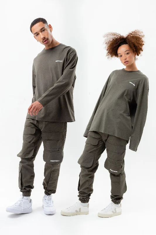 Continu8 Khaki Cargo Pants Comfortable Denim Pants