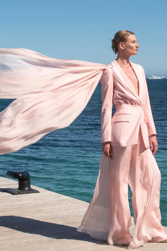 PINK CHIFFON SET with Jacket & Pants Soft Cotton Pants