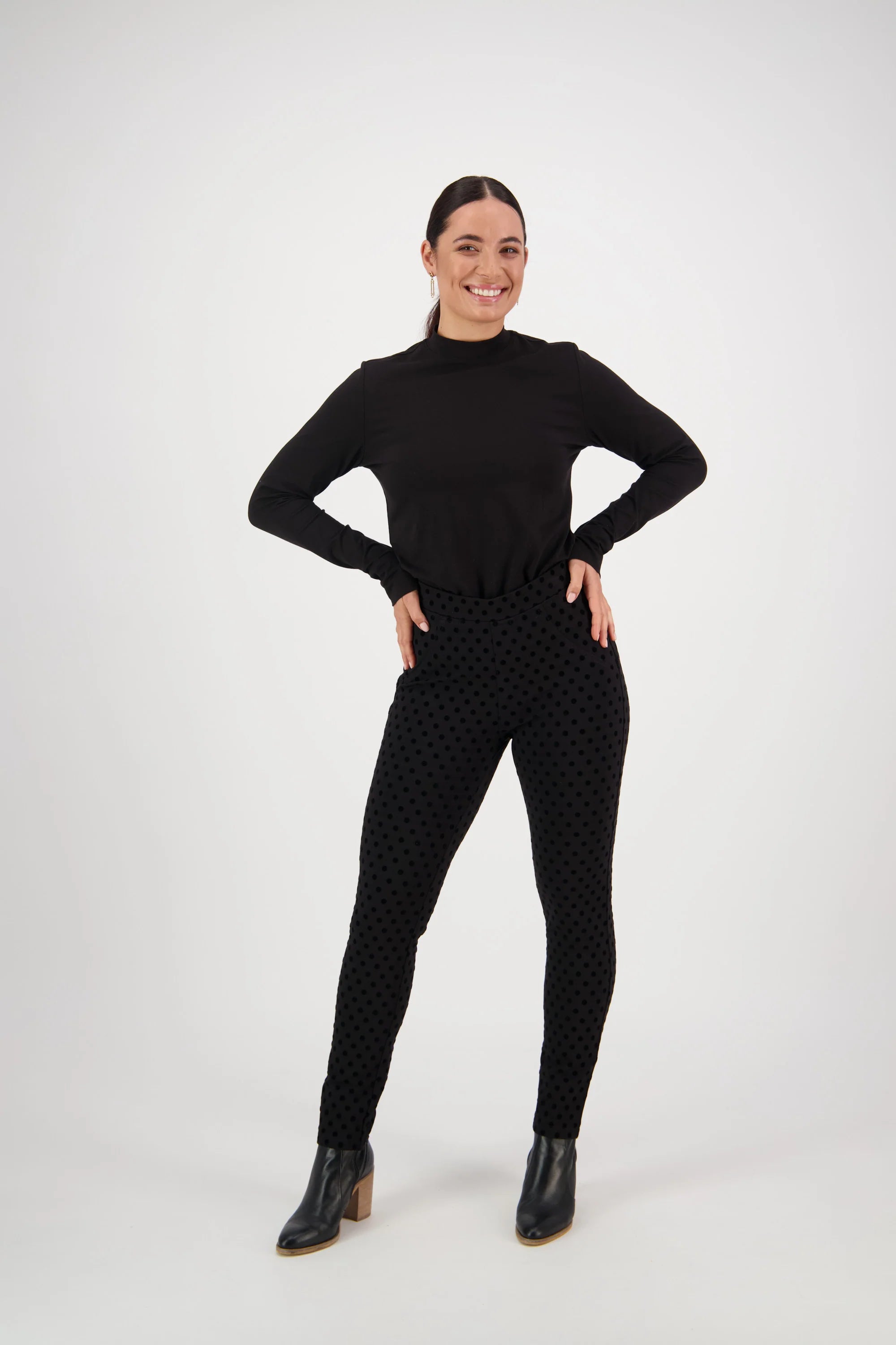 Spot flocked ponti pant Trendy Velvet Pants