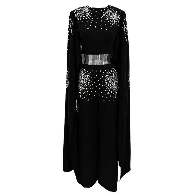 Jordan Long Sleeve Top & Crystal Embellished Loose Pant Set Classic Chino Pants