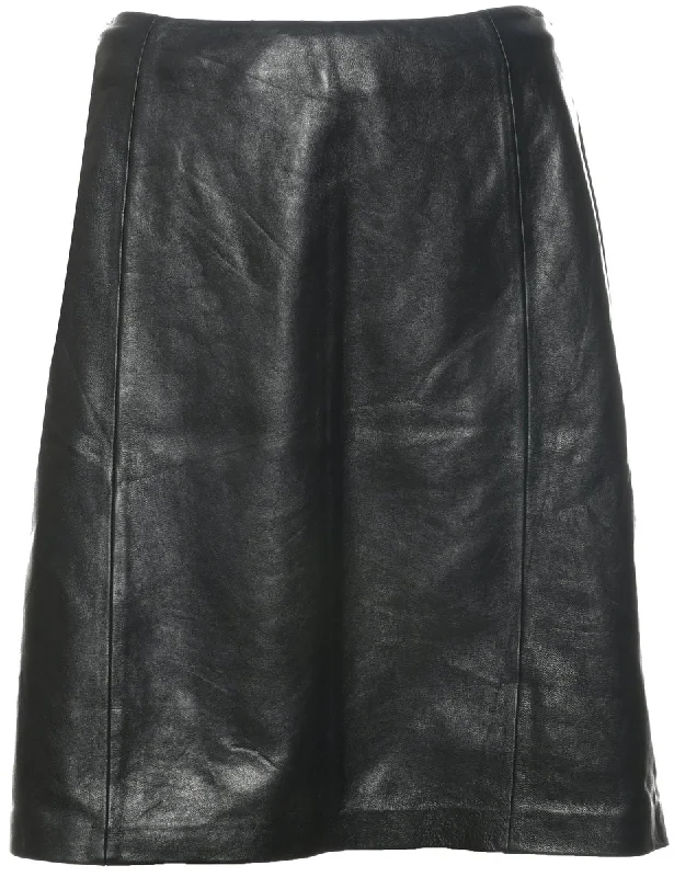 Leather A-line Skirt - L wool skirt thick