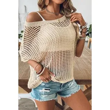 Hide And Seek Fishnet Short Sleeve Sweater Tee (Size XL) Chenille Fabric Brocade Fabric Lace Fabric Hide And Seek Fishnet Short Sleeve Sweater Tee (Size XL) Chenille Fabric Brocade Fabric Lace Fabric