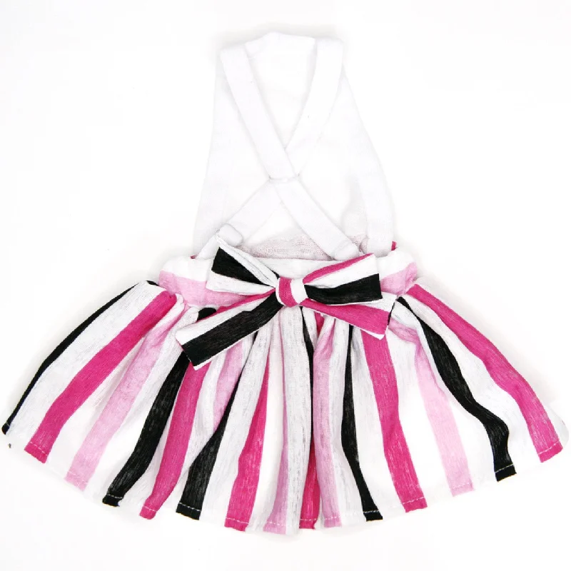 The Camila - Pink and Black Striped Skirt (Sundress) ribbed skirt waist