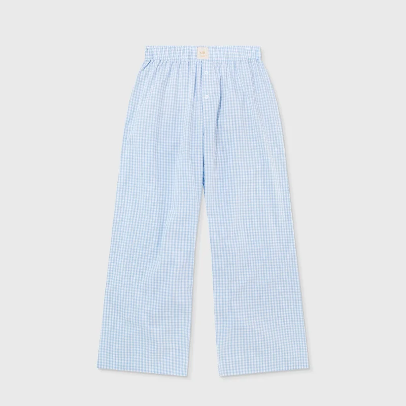 Chess Boxer Pants - Blue Casual Plaid Pants