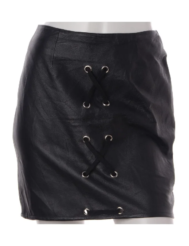 Label Scarlet Lace Up Leather Skirt vintage skirt charm