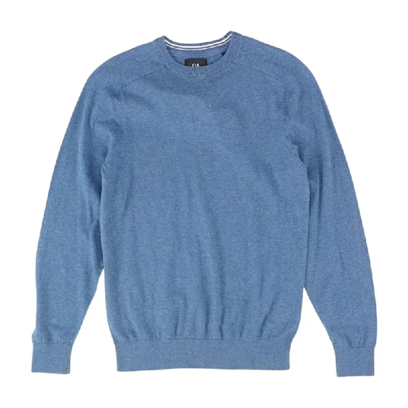 Blue Solid Crewneck Sweater Nylon Fabric Polyester Fabric Spandex Fabric