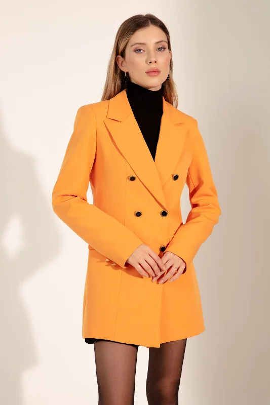 Female Gold Button Blazer Jacket Ribbed Jacket Pleated Jacket Ruffled Jacket