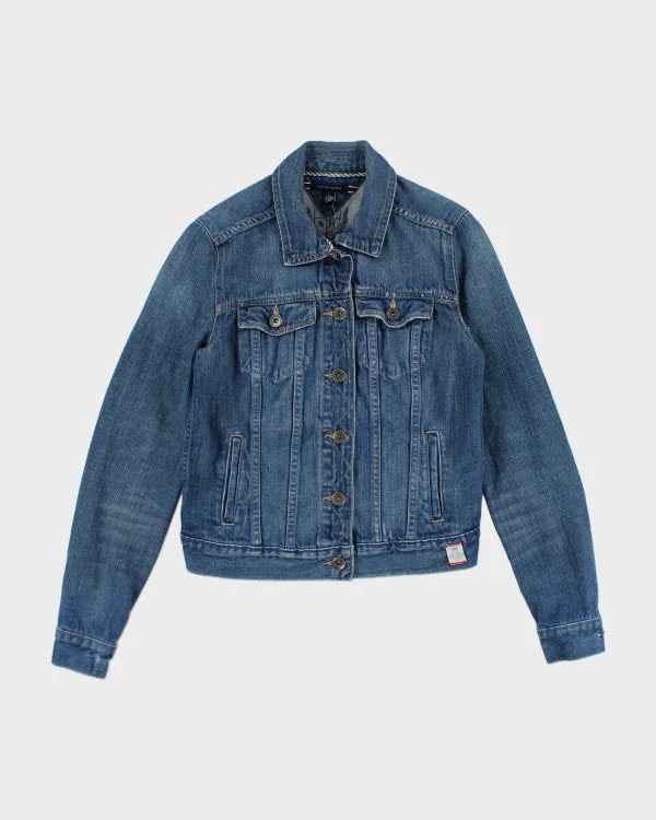 Vintage Y2K Tommy Hilfiger Dark Wash Denim Jacket - S Belted Jacket Elasticated Jacket Padded Jacket